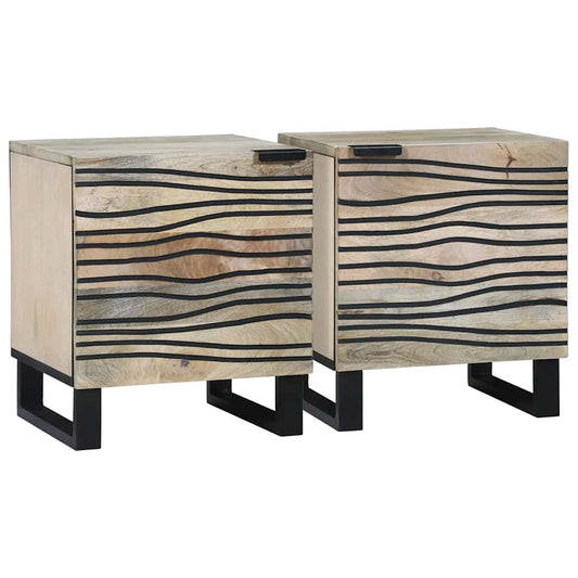 Comodini 2 pcs Naturale 40 x 33 x 46 cm legno massello di mango