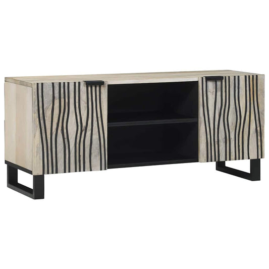 Mobile TV Bianco 105 x 33 x 46 cm legno massello di mango