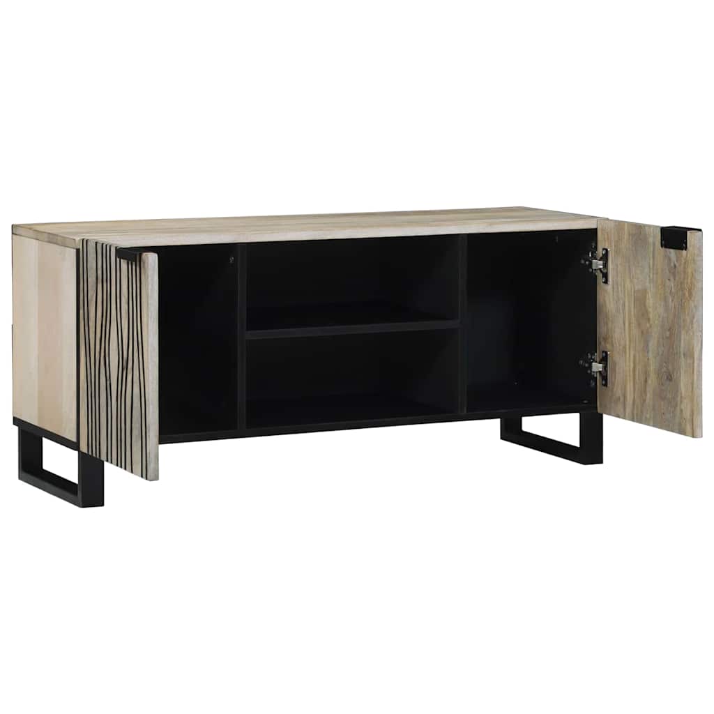 Mobile TV Bianco 105 x 33 x 46 cm legno massello di mango