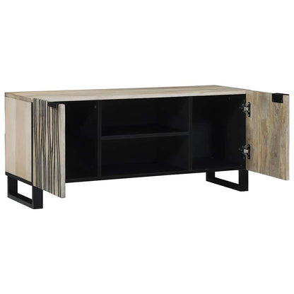 Mobile TV Bianco 105 x 33 x 46 cm legno massello di mango
