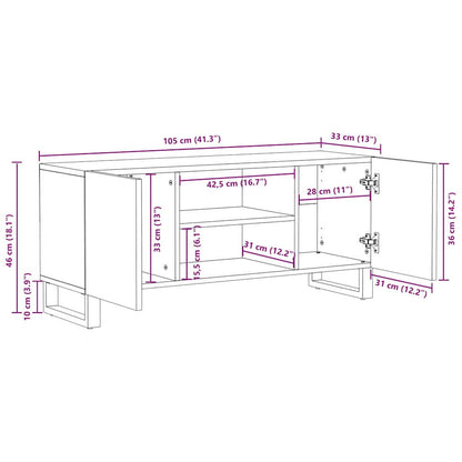 Mobile TV Bianco 105 x 33 x 46 cm legno massello di mango