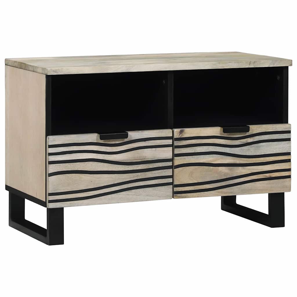 Mobile TV Bianco 70 x 33 x 46 cm legno massello di mango