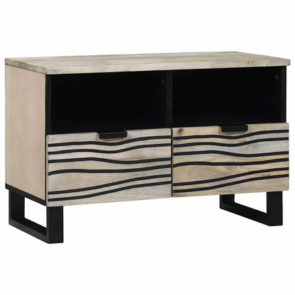 Mobile TV Bianco 70 x 33 x 46 cm legno massello di mango