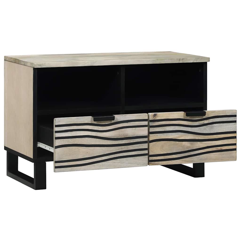 Mobile TV Bianco 70 x 33 x 46 cm legno massello di mango