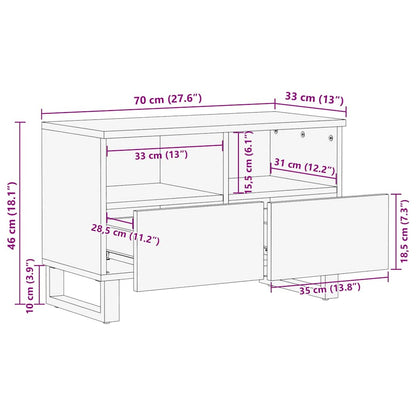 Mobile TV Bianco 70 x 33 x 46 cm legno massello di mango