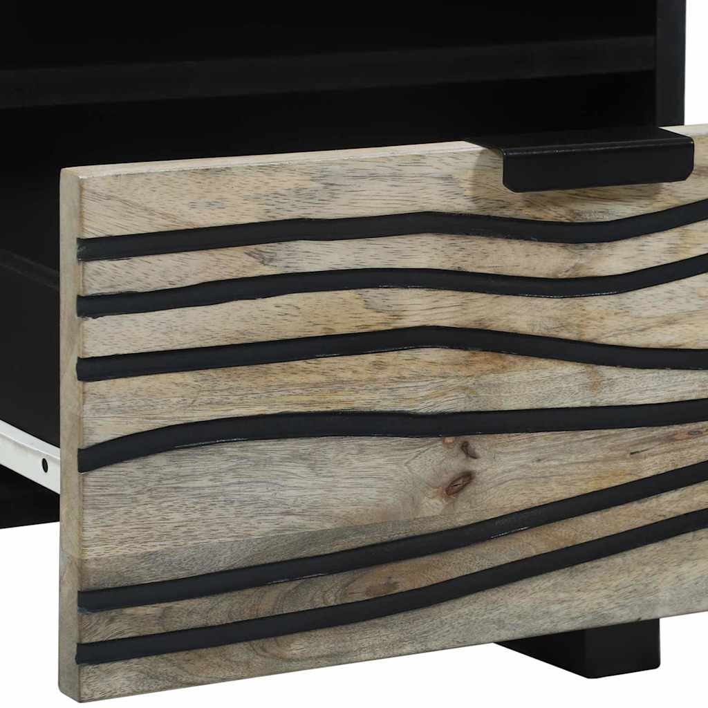 Armadio da Notte con cassetto Bianco e nero 40 x 33 x 46 cm