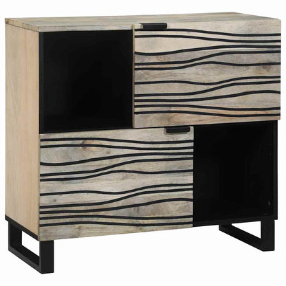 Credenza Bianco 80 x 33 x 75 cm legno massello di mango - homemem39