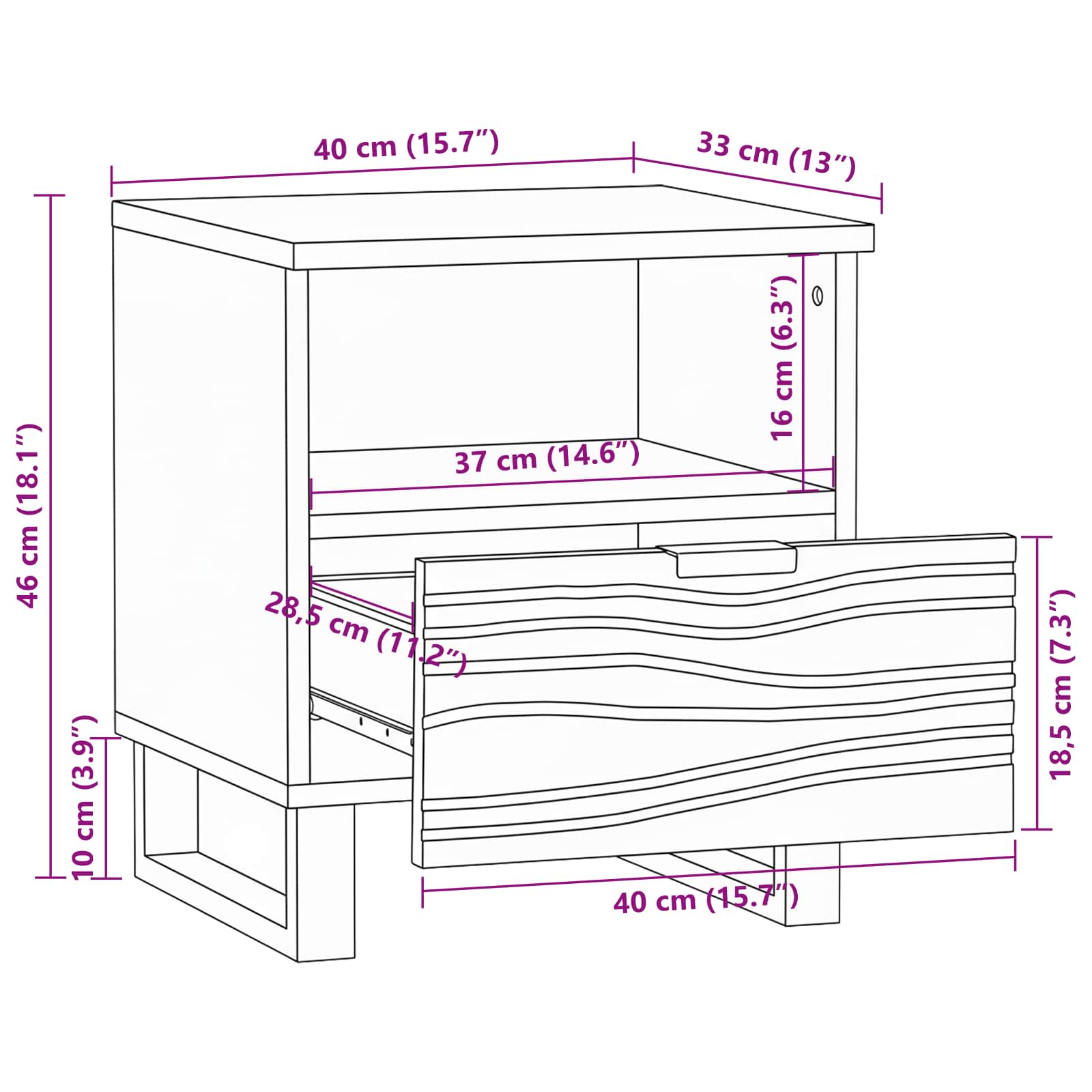 Armadio da Notte Noce 40 x 33 x 46 cm Legno ingegnerizzato | homemem39