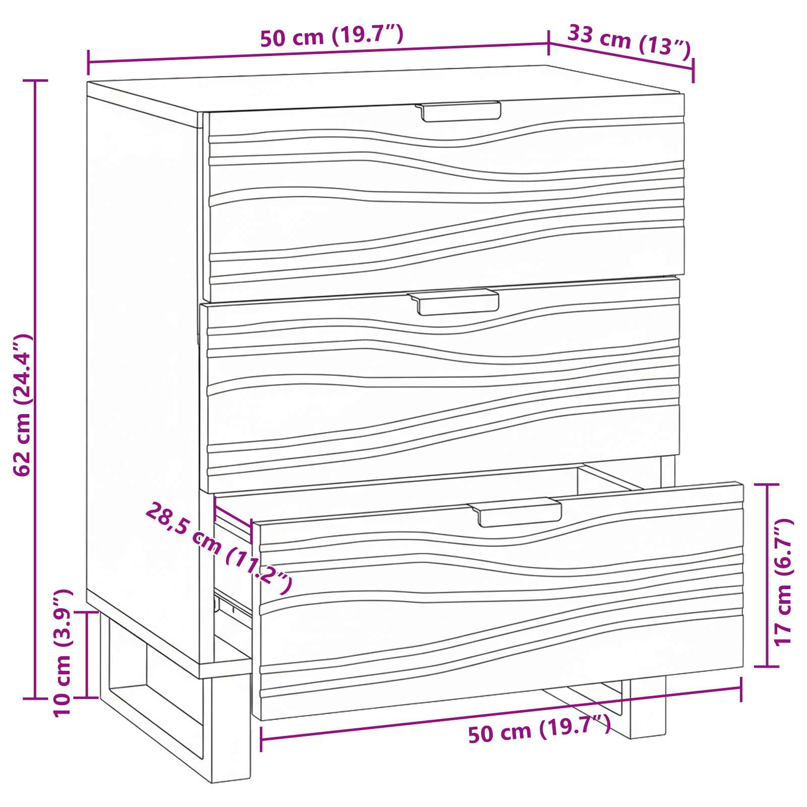 Armadio da Notte Noce 50 x 33 x 62 cm Legno ingegnerizzato | homemem39