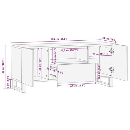 Mobile TV Marrone 105 x 33 x 46 cm legno massello di mango