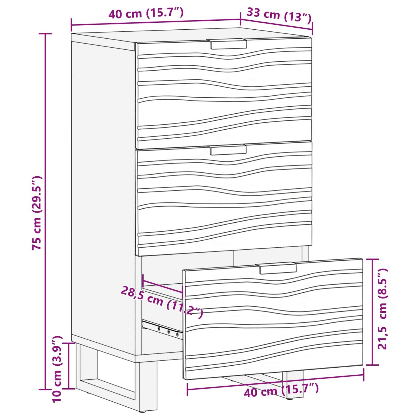 Credenza Marrone 40 x 33 x 75 cm legno massello di mango | homemem39