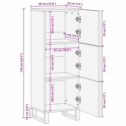 Credenza Marrone 40 x 33 x 110 cm legno massello di mango - homemem39