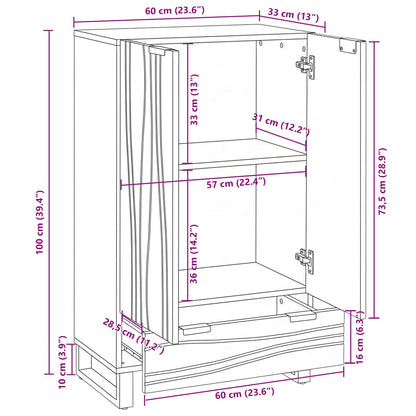Highboard Marrone 60 x 33 x 100 cm legno massello di mango | homemem39