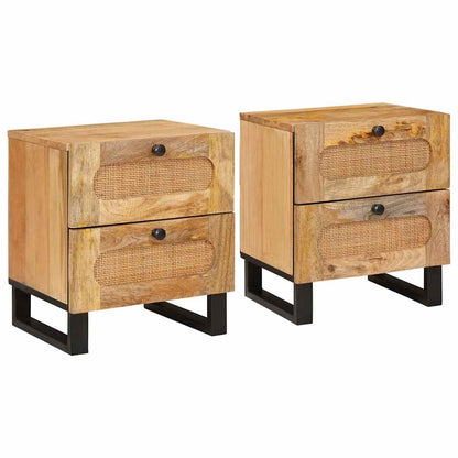 Armadio da Notte con cassetto 2 pcs Naturale 40 x 33 x 46 cm | homemem39
