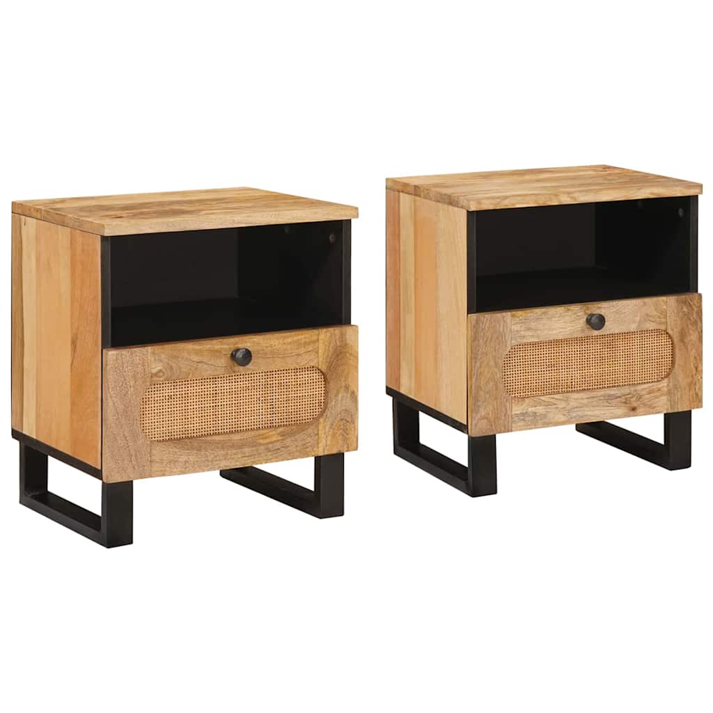 Armadio da Notte con cassetto 2 pcs Naturale 40 x 33 x 46 cm | homemem39