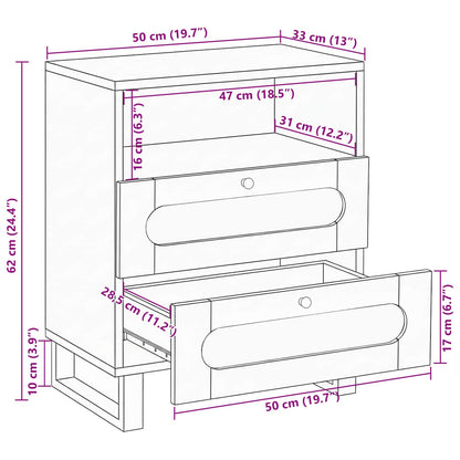 Armadio da Notte con cassetto Naturale 50 x 33 x 62 cm | homemem39