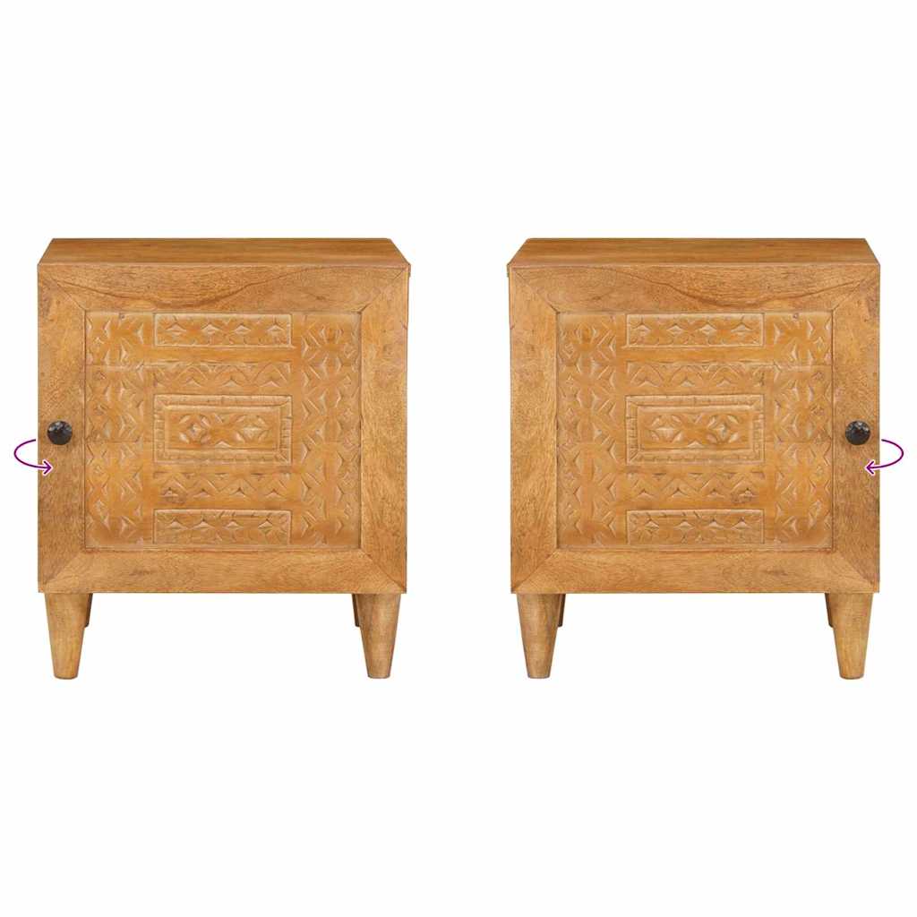 Comodino Marrone chiaro 40 x 33 x 46 cm legno massello di mango
