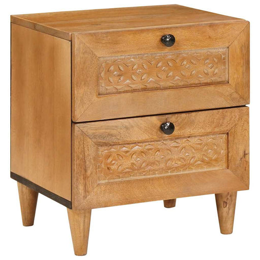 Comodino Marrone chiaro 40 x 33 x 46 cm legno massello di mango