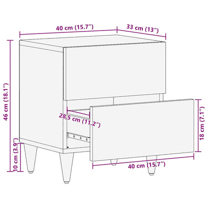 Comodino Marrone chiaro 40 x 33 x 46 cm legno massello di mango