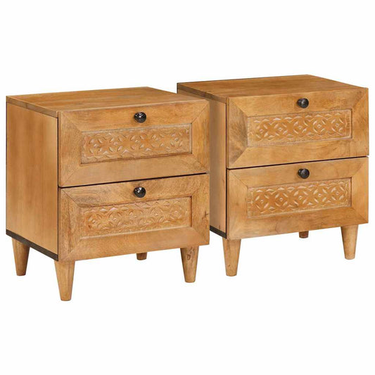 Comodino con cassetto 2 pcs Marrone chiaro 40 x 33 x 46 cm - homemem39