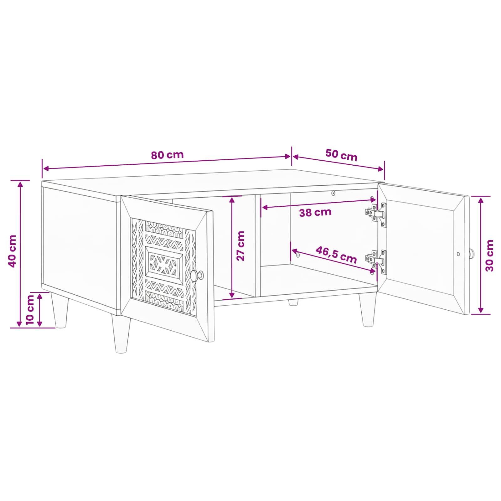 Tavolino da salotto con porta Marrone Chiaro 80 x 50 x 40 cm | homemem39