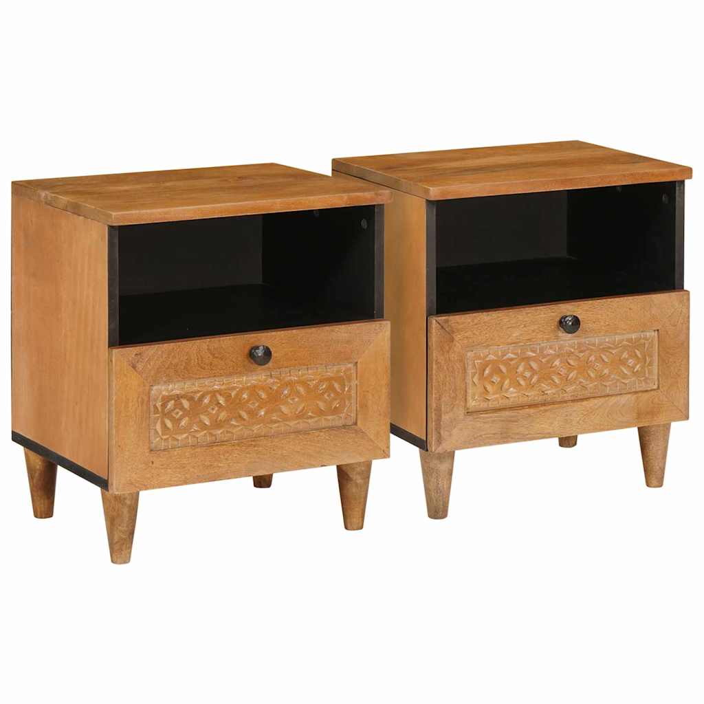 Comodino con cassetto 2 pcs Marrone chiaro 40 x 33 x 46 cm