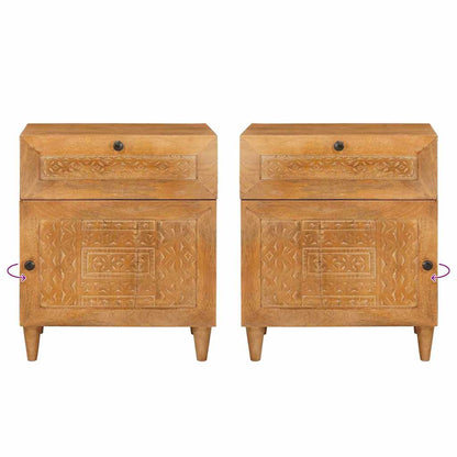 Comodino Marrone chiaro 50 x 33 x 60 cm legno massello di mango