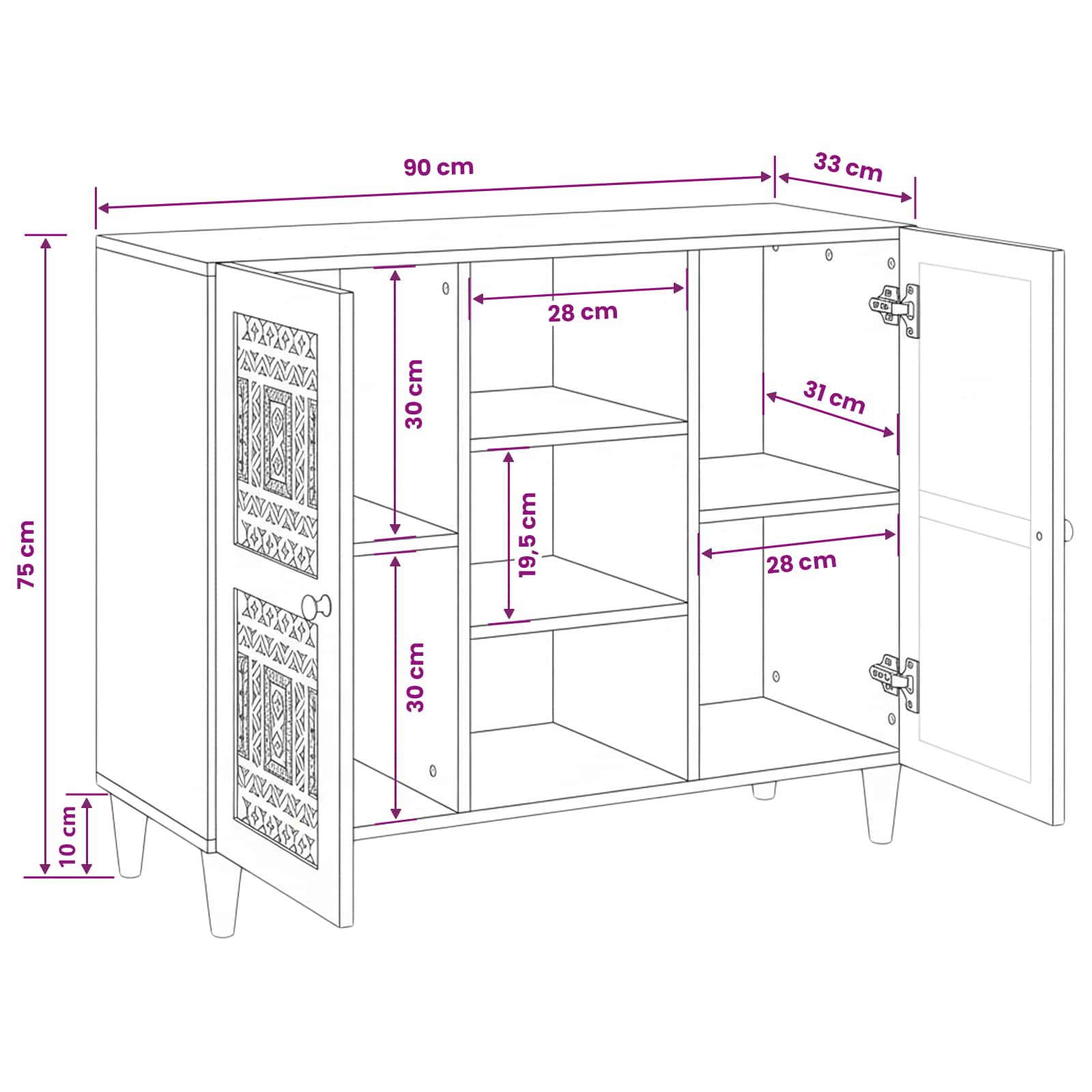 Credenza Marrone chiaro 33.5 x 90 x 75 cm | homemem39