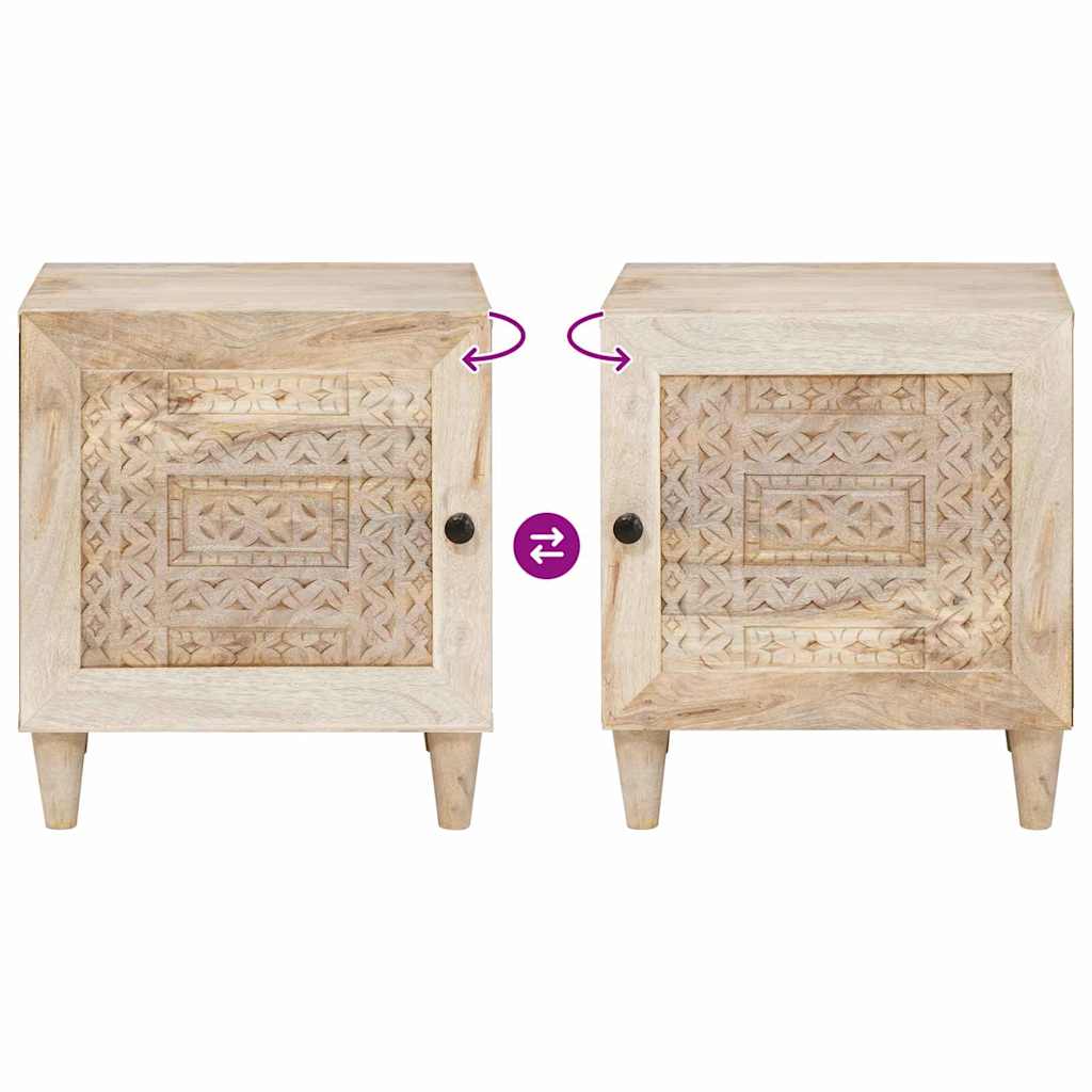 Comodino Beige 40 x 33 x 46 cm legno massello di mango - homemem39