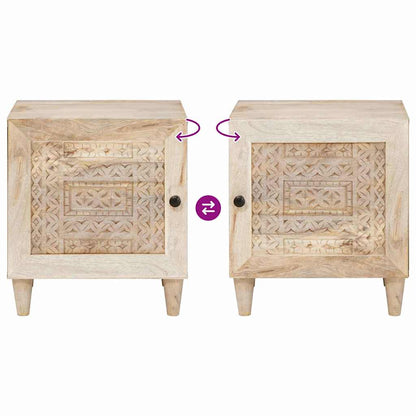 Comodino Beige 40 x 33 x 46 cm legno massello di mango - homemem39