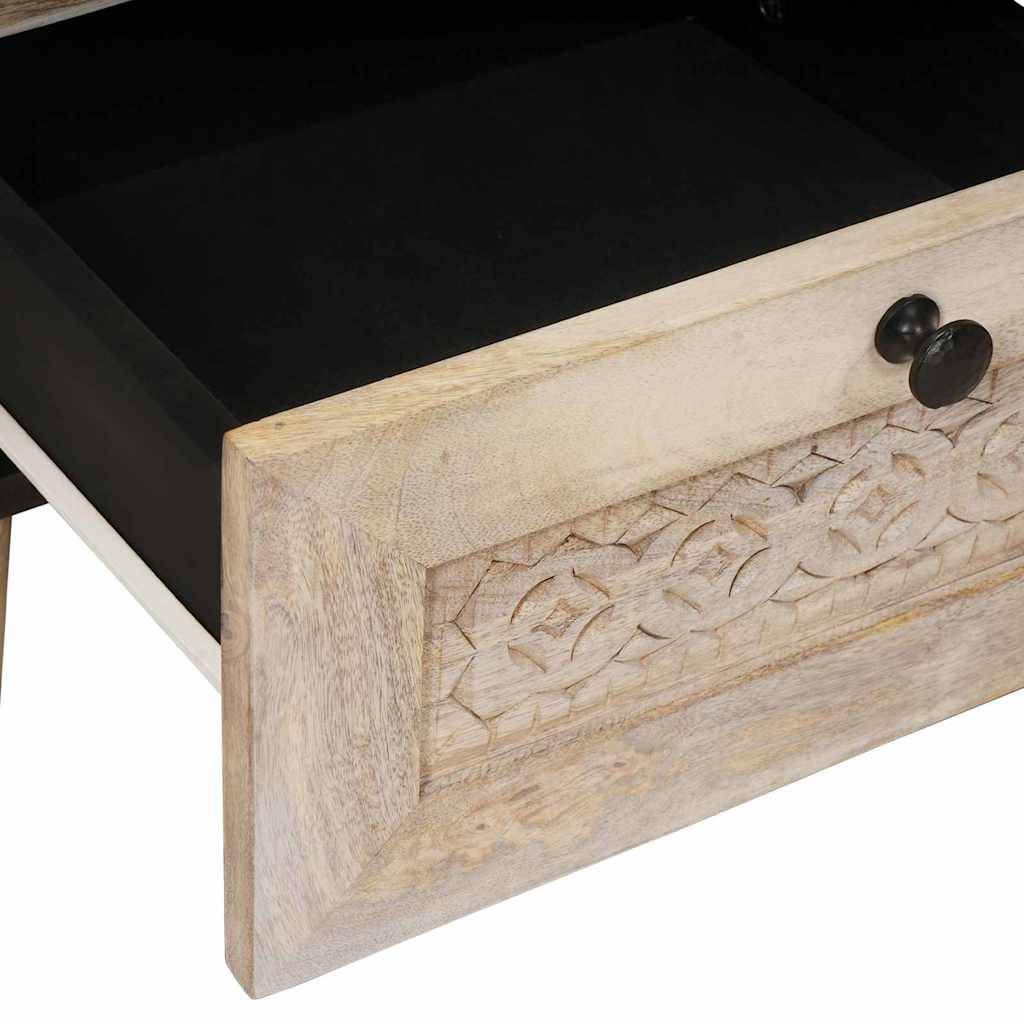 Comodino Beige 40 x 33 x 46 cm legno massello di mango