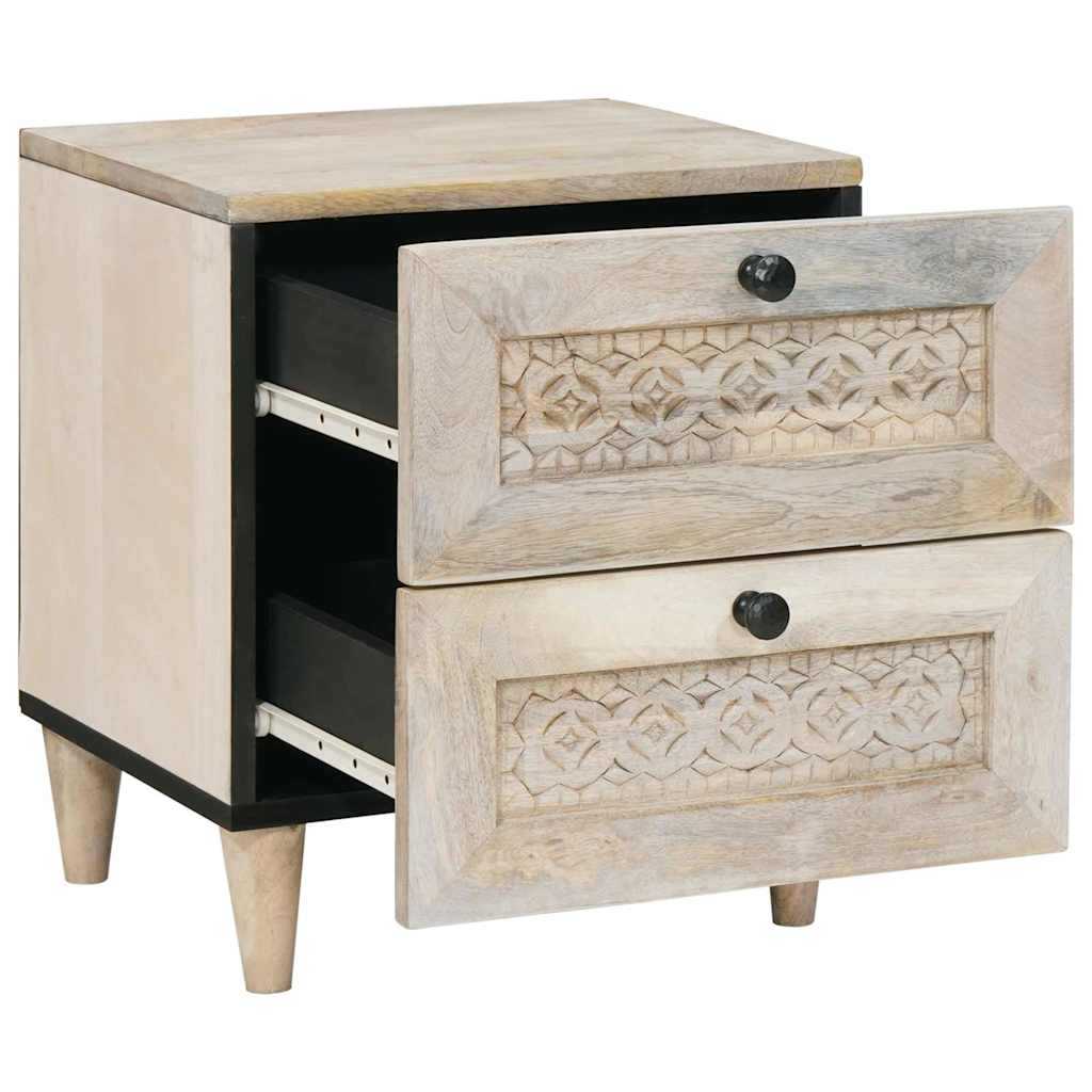 Comodino Beige 40 x 33 x 46 cm legno massello di mango