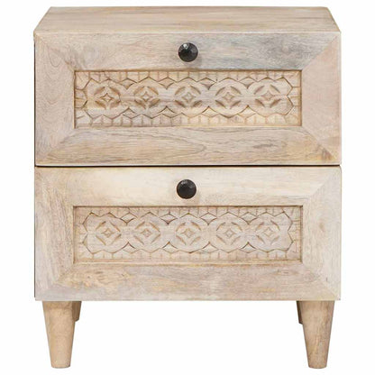 Comodino Beige 40 x 33 x 46 cm legno massello di mango