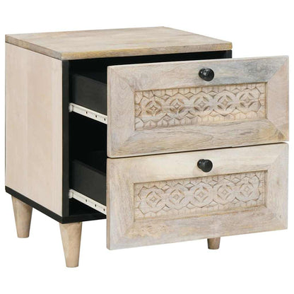 Comodino 2 pcs Beige 40 x 33 x 46 cm legno massello di mango