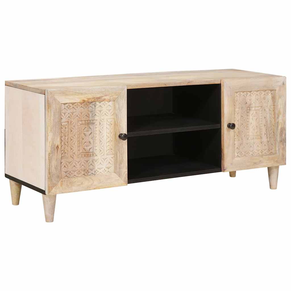 Mobile TV Bianco 105 x 33 x 46 cm legno massello di mango