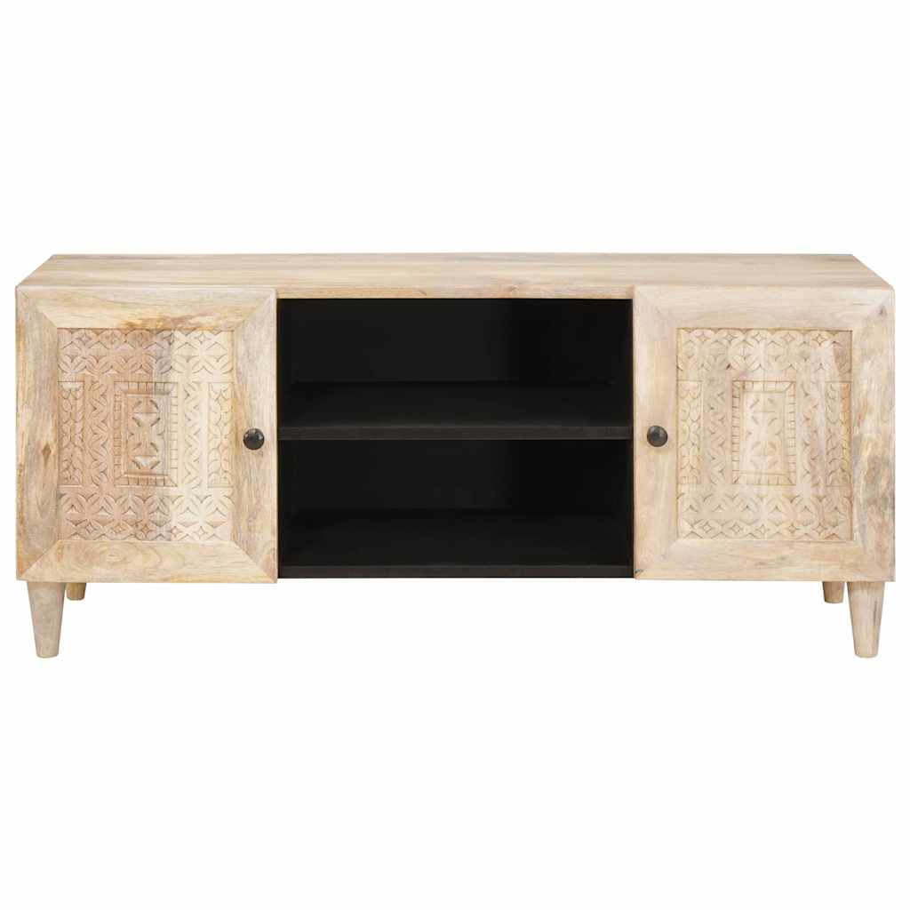 Mobile TV Bianco 105 x 33 x 46 cm legno massello di mango