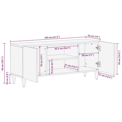 Mobile TV Bianco 105 x 33 x 46 cm legno massello di mango