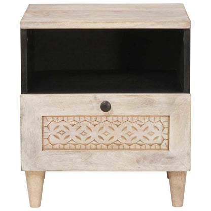 Comodino Beige 40 x 33 x 46 cm legno massello di mango