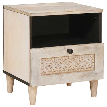 Comodino 2 pcs Beige 40 x 33 x 46 cm legno massello di mango