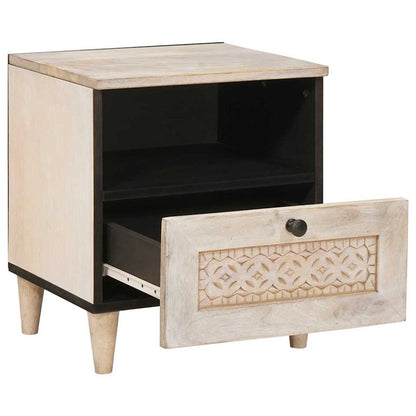 Comodino 2 pcs Beige 40 x 33 x 46 cm legno massello di mango