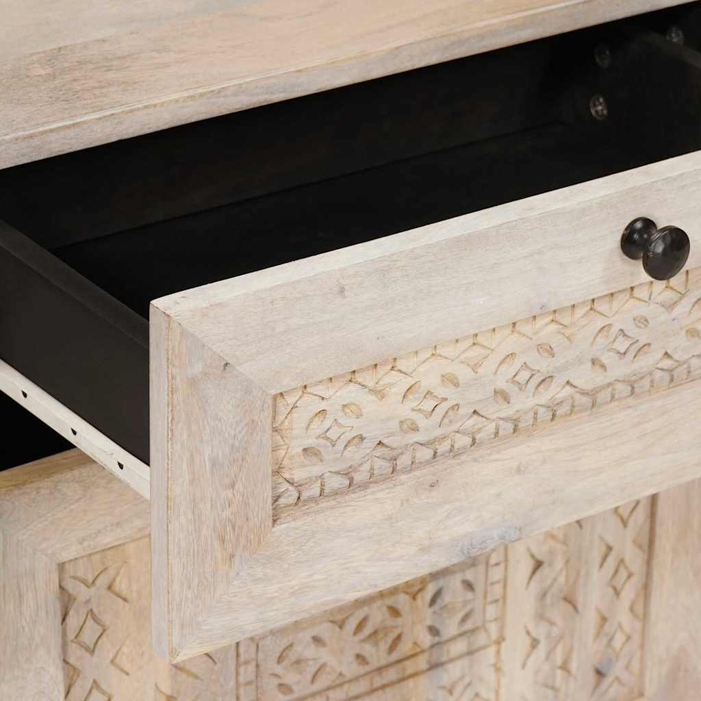 Comodino Beige 50 x 33 x 60 cm legno massello di mango - homemem39