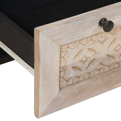 Comodino Beige 50 x 33 x 60 cm legno massello di mango - homemem39