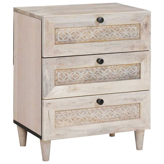 Comodino Beige 50 x 33 x 60 cm legno massello di mango