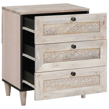 Comodino Beige 50 x 33 x 60 cm legno massello di mango