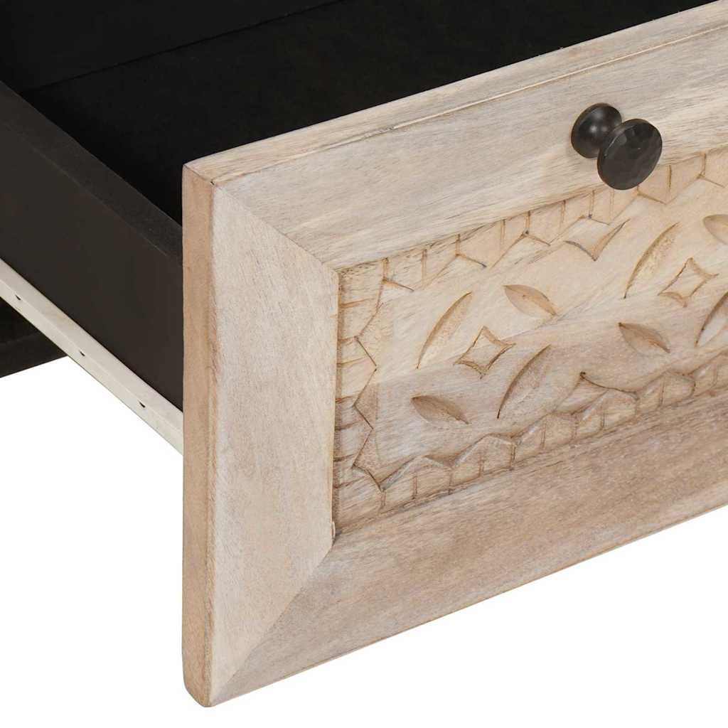 Comodino Beige 50 x 33 x 60 cm legno massello di mango