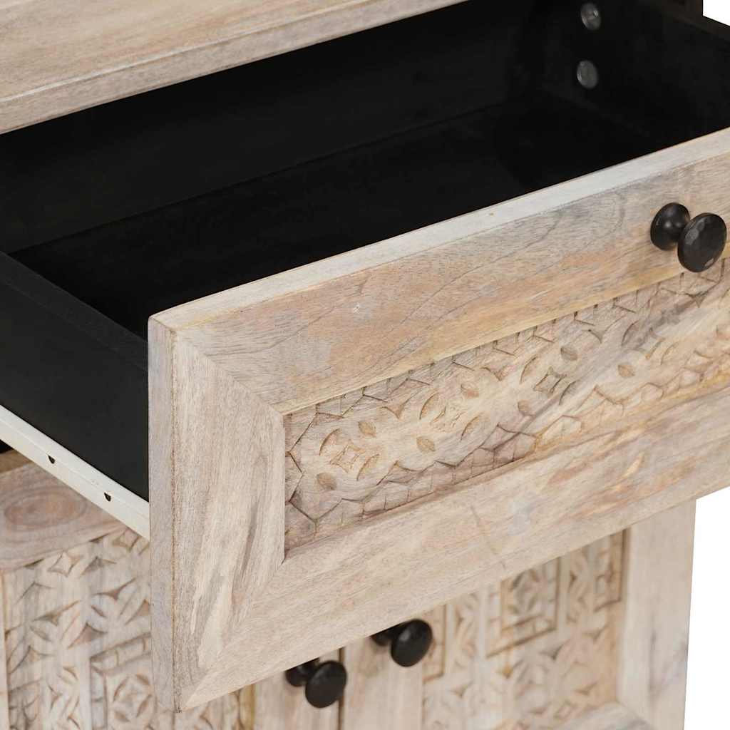 Comodino Beige 50 x 33 x 60 cm legno massello di mango - homemem39