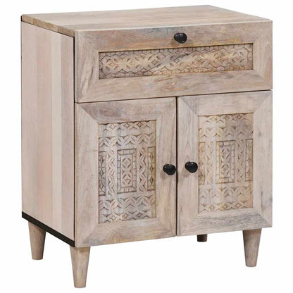 Comodino Beige 50 x 33 x 60 cm legno massello di mango - homemem39