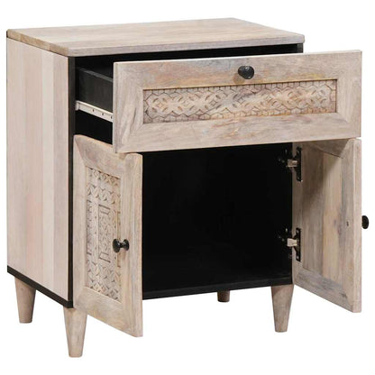 Comodino Beige 50 x 33 x 60 cm legno massello di mango