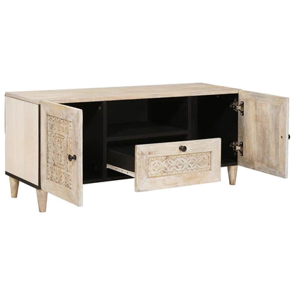 Mobile TV Bianco 105 x 33 x 46 cm legno massello di mango