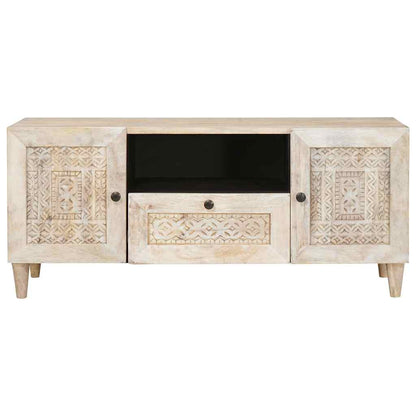 Mobile TV Bianco 105 x 33 x 46 cm legno massello di mango